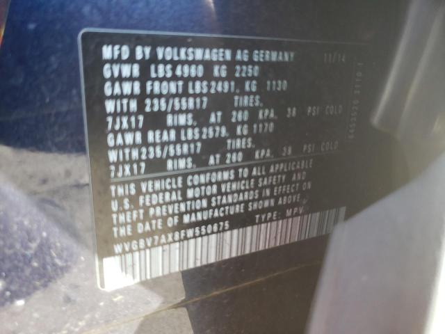 2015 VOLKSWAGEN TIGUAN S - WVGBV7AX8FW550675