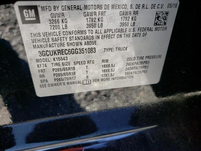 2016 CHEVROLET PICK UP 3GCUKREC6GG351083