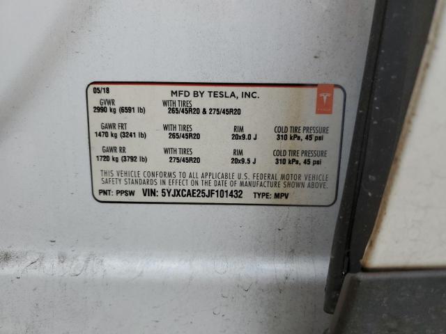 5YJXCAE25JF101432 Tesla MODEL X