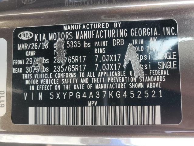 5XYPG4A37KG452521 KIA SORENTO L
