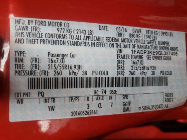 1FADP3KE9GL337496 Ford FOCUS SE