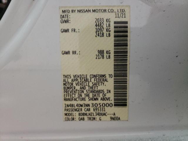 2022 NISSAN ALTIMA SV - 1N4BL4DW3NN305000