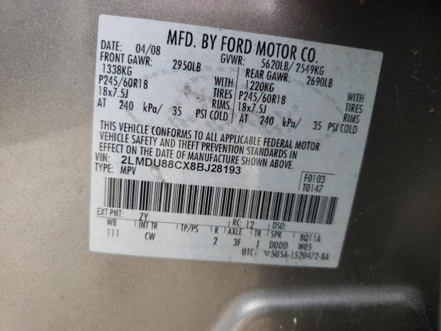 2LMDU88CX8BJ28193 Lincoln MKX
