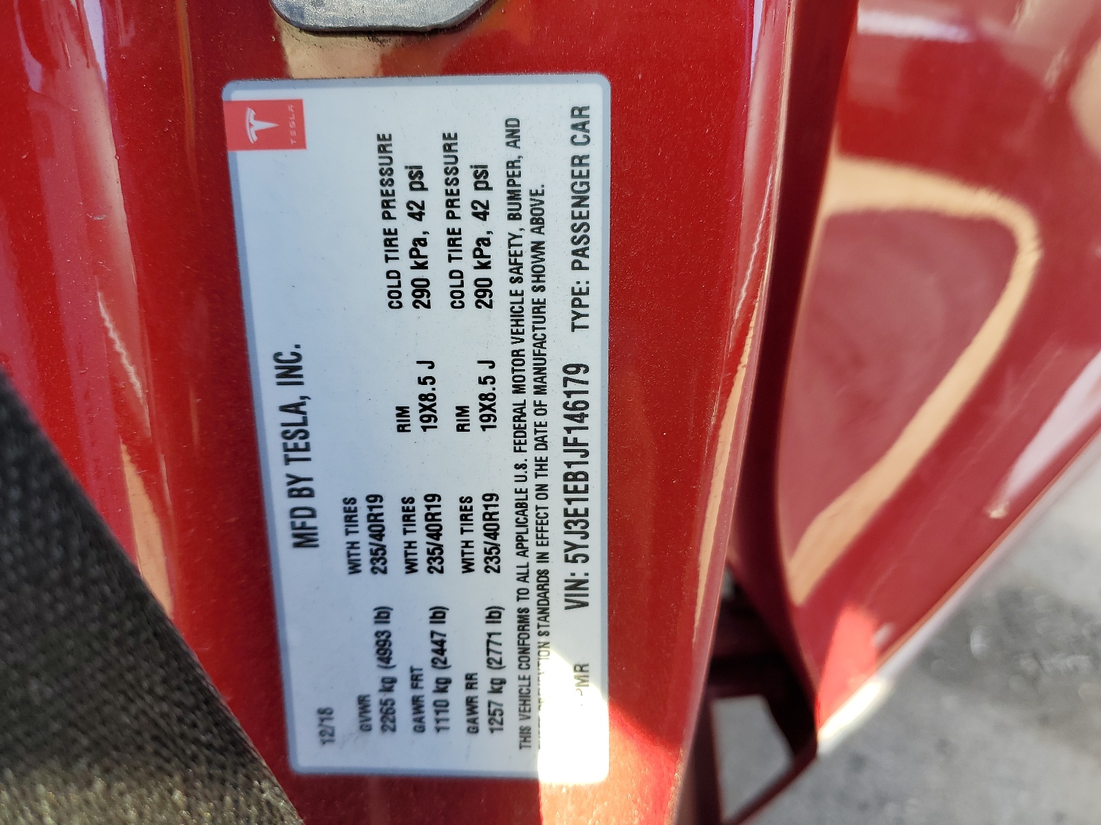 5YJ3E1EB1JF146179 2018 Tesla Model 3