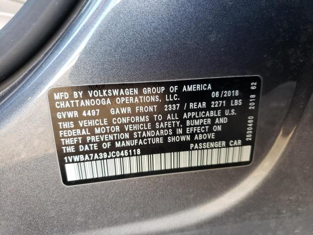 2018 VOLKSWAGEN PASSAT SE 1VWBA7A39JC045118