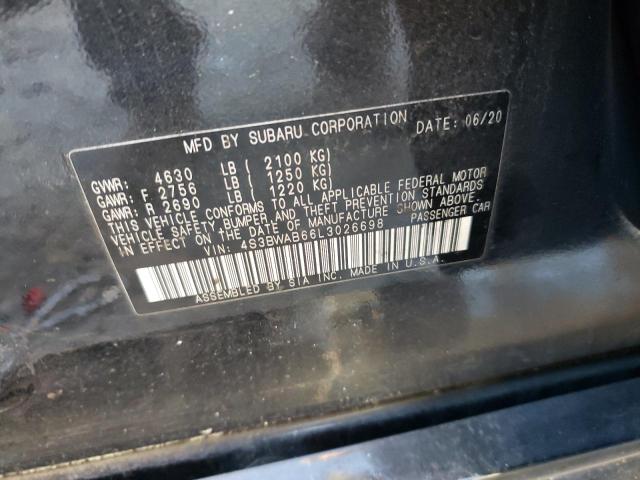 2020 SUBARU LEGACY 4S3BWAB66L3026698
