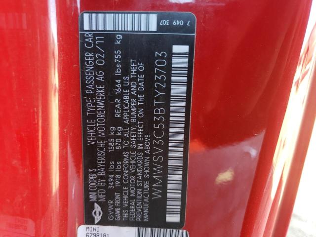 WMWSV3C53BTY23703 Mini COOPER S
