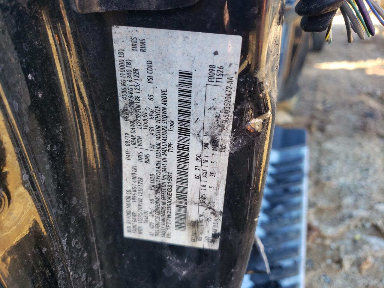 1FT7W2B6XKEG31581 FORD F250 2019