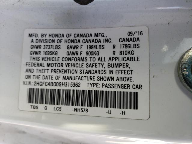 2016 HONDA CIVIC LX - 2HGFC4B00GH315362