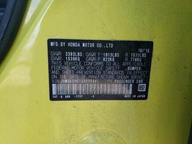 2016 HONDA FIT LX - JHMGK5H51GX005441