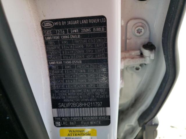 SALVP2BG8HH211797 Land Rover RANGEROVER