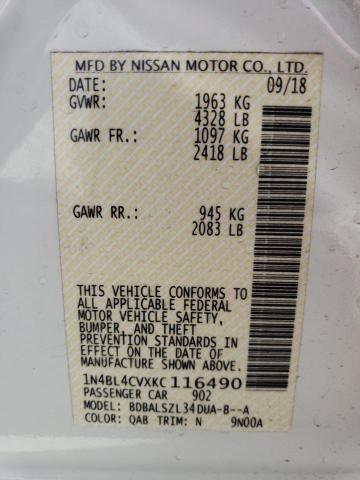 1N4BL4CVXKC116490 Nissan ALTIMA SR