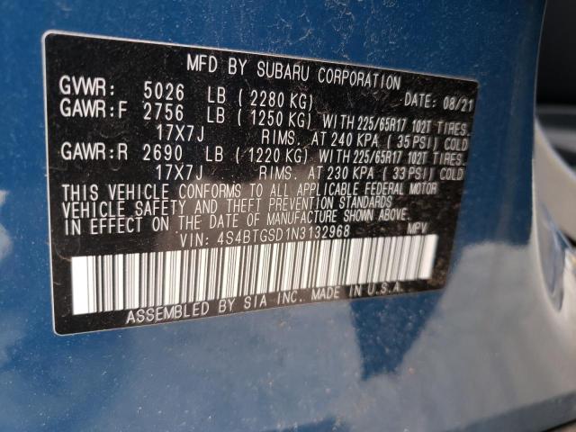 2022 SUBARU OUTBACK WI 4S4BTGSD1N3132968