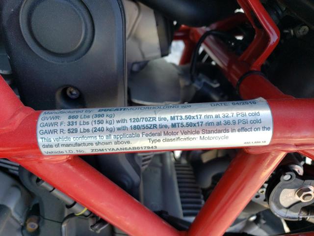 2010 DUCATI HYPERMOTAR ZDM1YAAN6AB017943