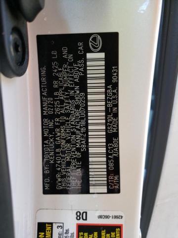 2020 LEXUS ES 350 ULT 58AFZ1B18LU070259