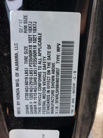 2017 HONDA ODYSSEY TO - 5FNRL5H98HB015857