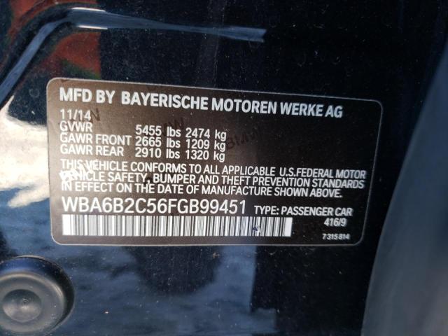 2015 BMW 650 I GRAN - WBA6B2C56FGB99451