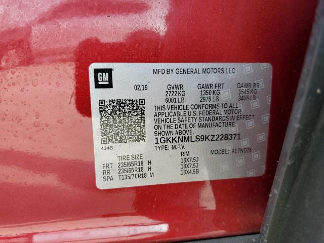 2019 GMC ACADIA SLT 1GKKNMLS9KZ228371