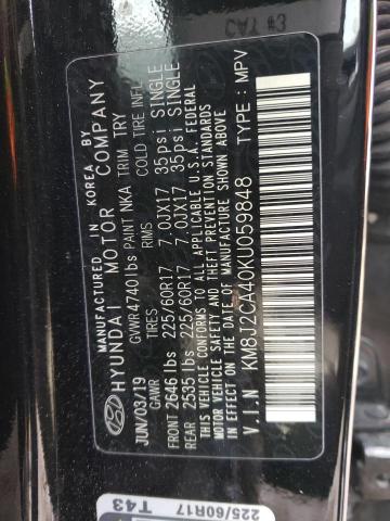 KM8J2CA40KU059848 Hyundai TUCSON SE