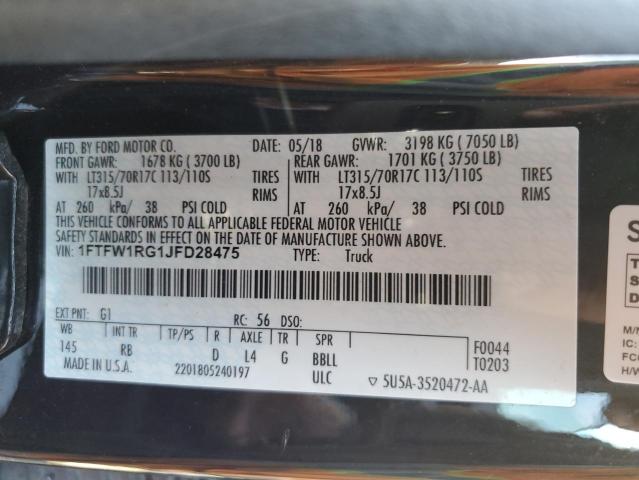 1FTFW1RG1JFD28475 Ford F150 Raptor