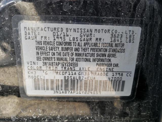 3N1AB7AP1GY224559 Nissan SENTRA S