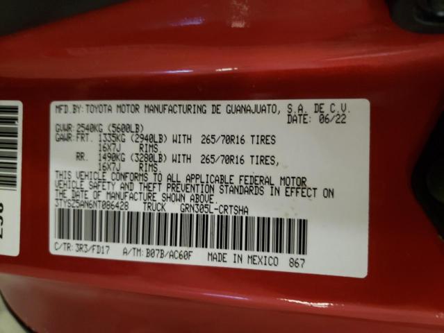 VIN 3TYSZ5AN6NT086428 2022 TOYOTA TACOMA no.12