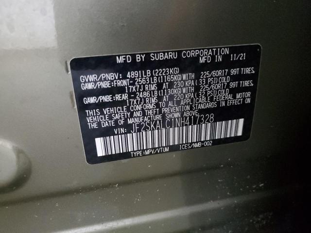 2022 SUBARU FORESTER W JF2SKALC1NH417328