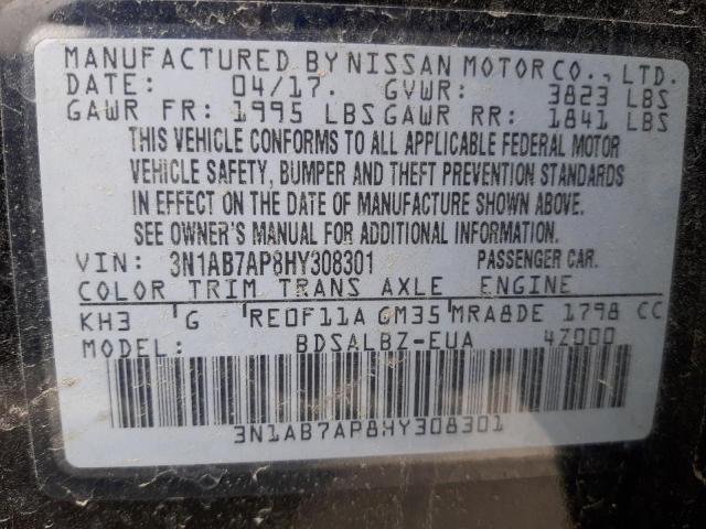 3N1AB7AP8HY308301 Nissan SENTRA S