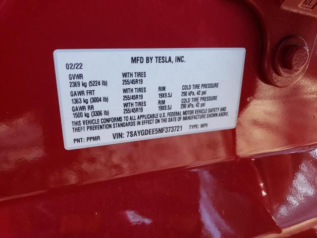 7SAYGDEE5NF373721 Tesla Model Y