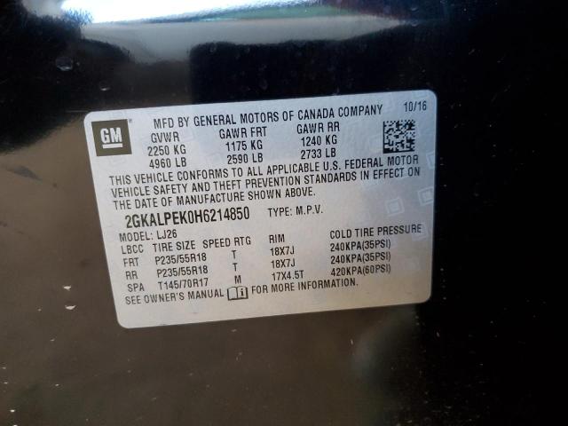 2017 GMC TERRAIN SL 2GKALPEK0H6214850
