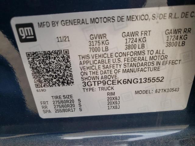 2022 GMC SIERRA LIM - 3GTP9CEK6NG135552