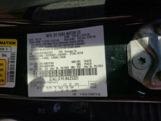 3LN6L5C91JR625321 Lincoln MKZ