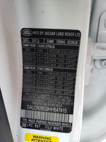 SALCR2BG9HH647415 Land Rover Discovery Sport Hse