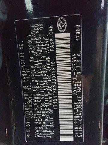 2018 TOYOTA CAMRY L - 4T1B11HK2JU049918