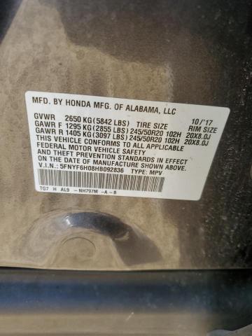 2017 HONDA PILOT ELIT - 5FNYF6H08HB092836