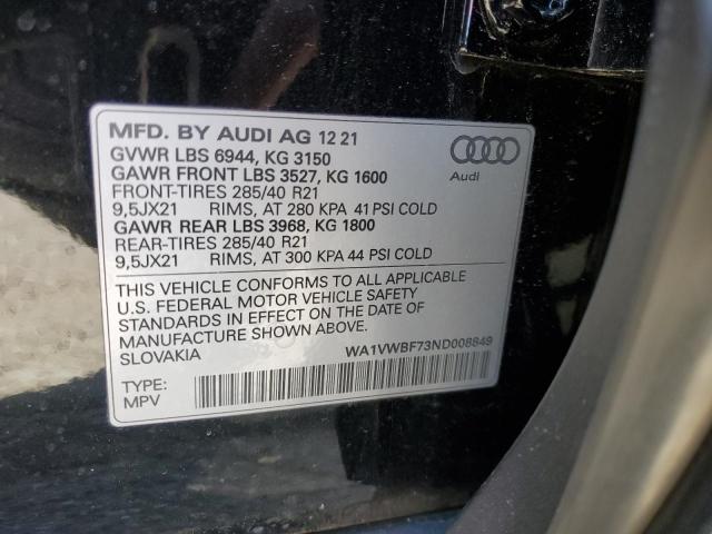 2022 AUDI SQ7 PRESTI WA1VWBF73ND008849