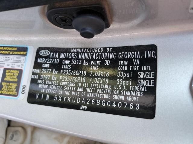 5XYKUDA26BG040763 KIA SORENTO EX