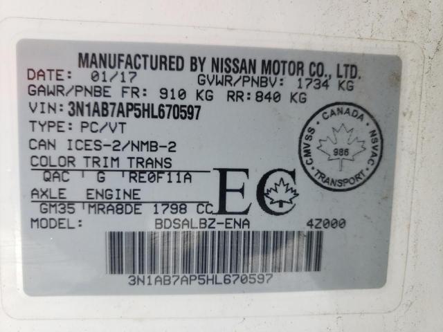 2017 NISSAN SENTRA S - 3N1AB7AP5HL670597