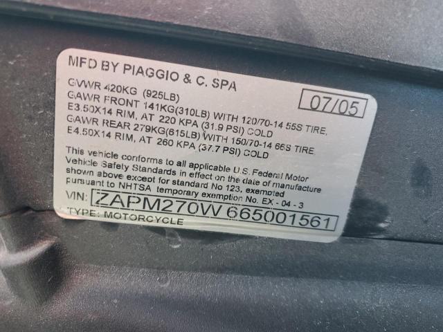 2006 PIAGGIO X9 EVOLUTI ZAPM270W665001561
