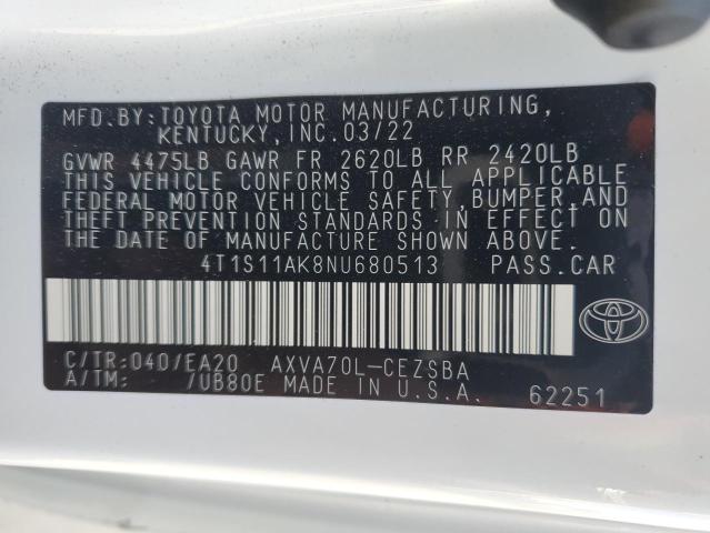 2022 TOYOTA CAMRY NIGH - 4T1S11AK8NU680513