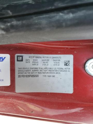 2015 CHEVROLET CAMARO LT - 2G1FD1E35F9252020