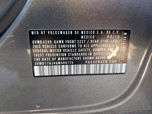 2016 VOLKSWAGEN JETTA SPOR 3VWD17AJ4GM400775