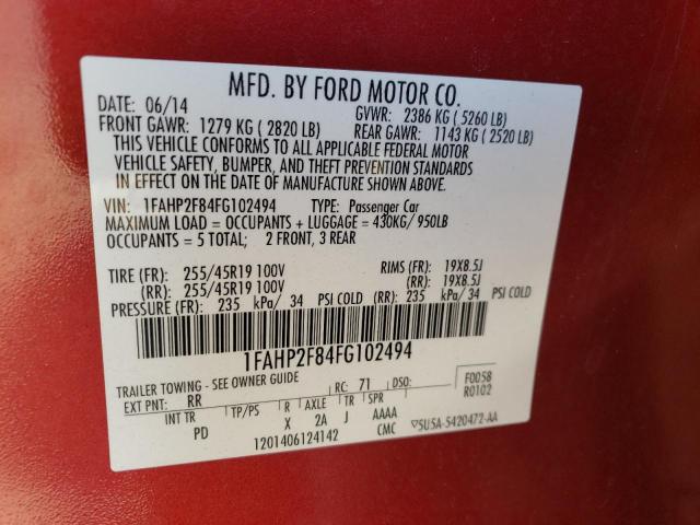 2015 FORD TAURUS LIM - 1FAHP2F84FG102494