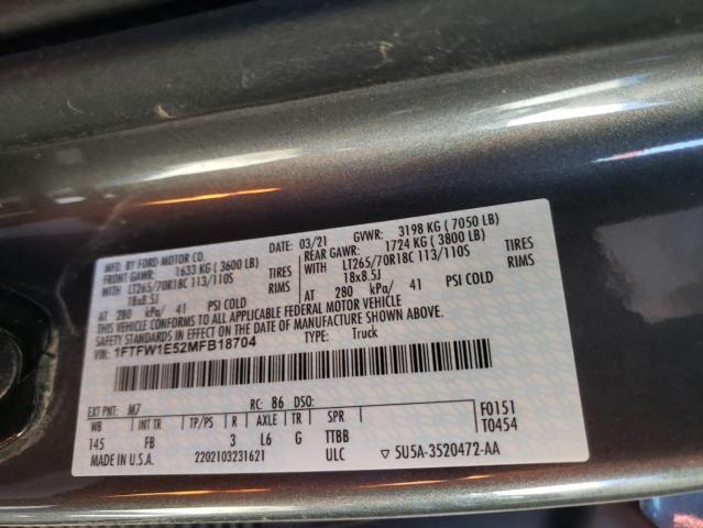 1FTFW1E52MFB18704 Ford F150 Supercrew