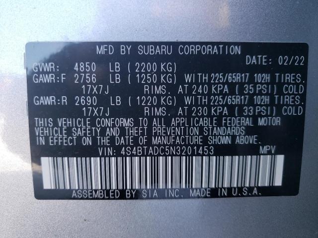 2022 SUBARU OUTBACK PR - 4S4BTADC5N3201453