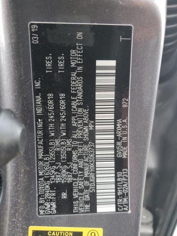 5TDJGRFHXKS063737 Toyota HIGHLANDER HYBRID