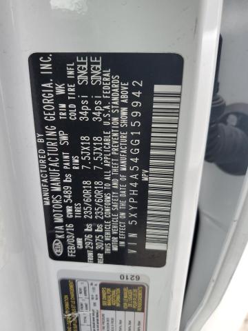 5XYPH4A54GG159942 KIA SORENTO EX