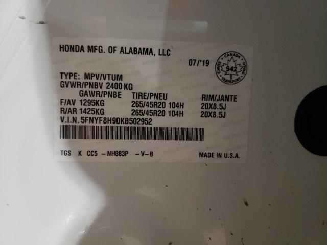 2019 HONDA PASSPORT T - 5FNYF8H90KB502952
