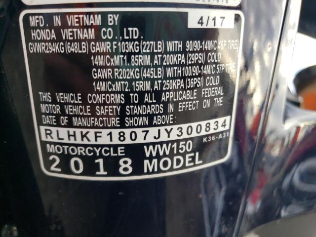 2018 HONDA PCX 150 RLHKF1807JY300834