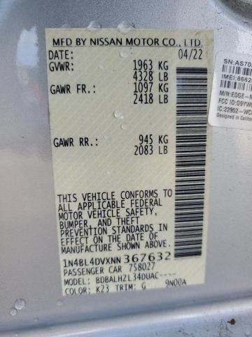 2022 NISSAN ALTIMA SV - 1N4BL4DVXNN367632